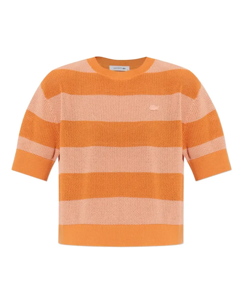 Lacoste horizontal-stripe waffle-knit T-shirt - Orange Orange