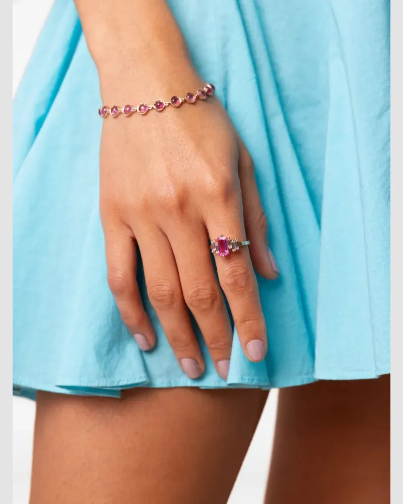 Suzanne Kalan 18kt Rotgoldring mit pinken Saphiren und Diamant - Rosa Rosa