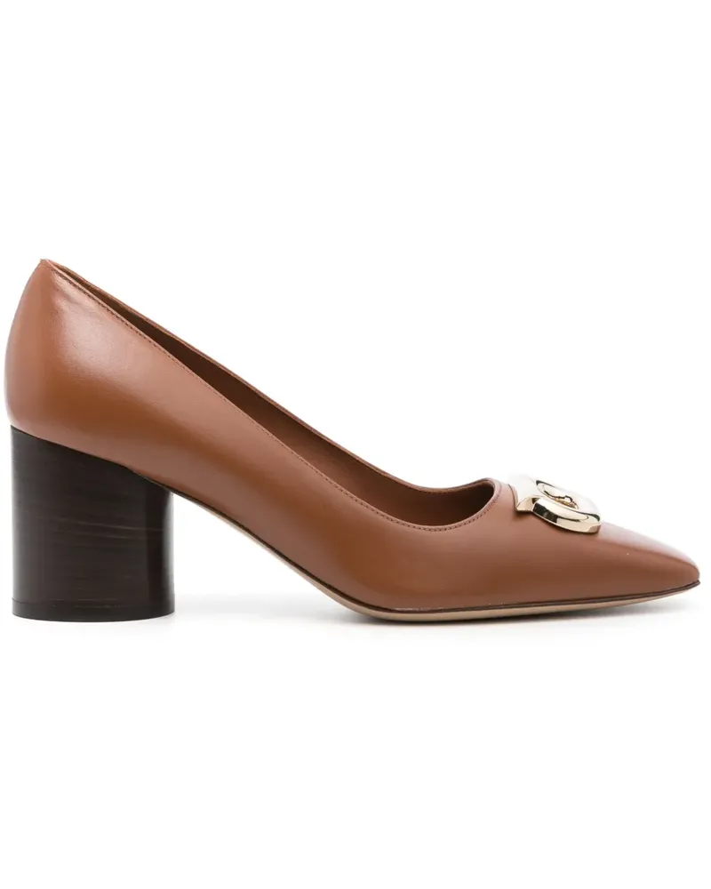 Ferragamo Pania Pumps mit Logo-Schild 65mm - Braun Braun