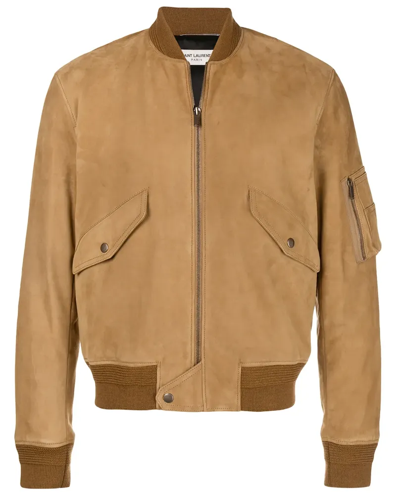 Saint Laurent Bomberjacke mit Reißverschluss - Nude Nude