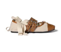 Ballerinas aus Stoff und Leder - Nude