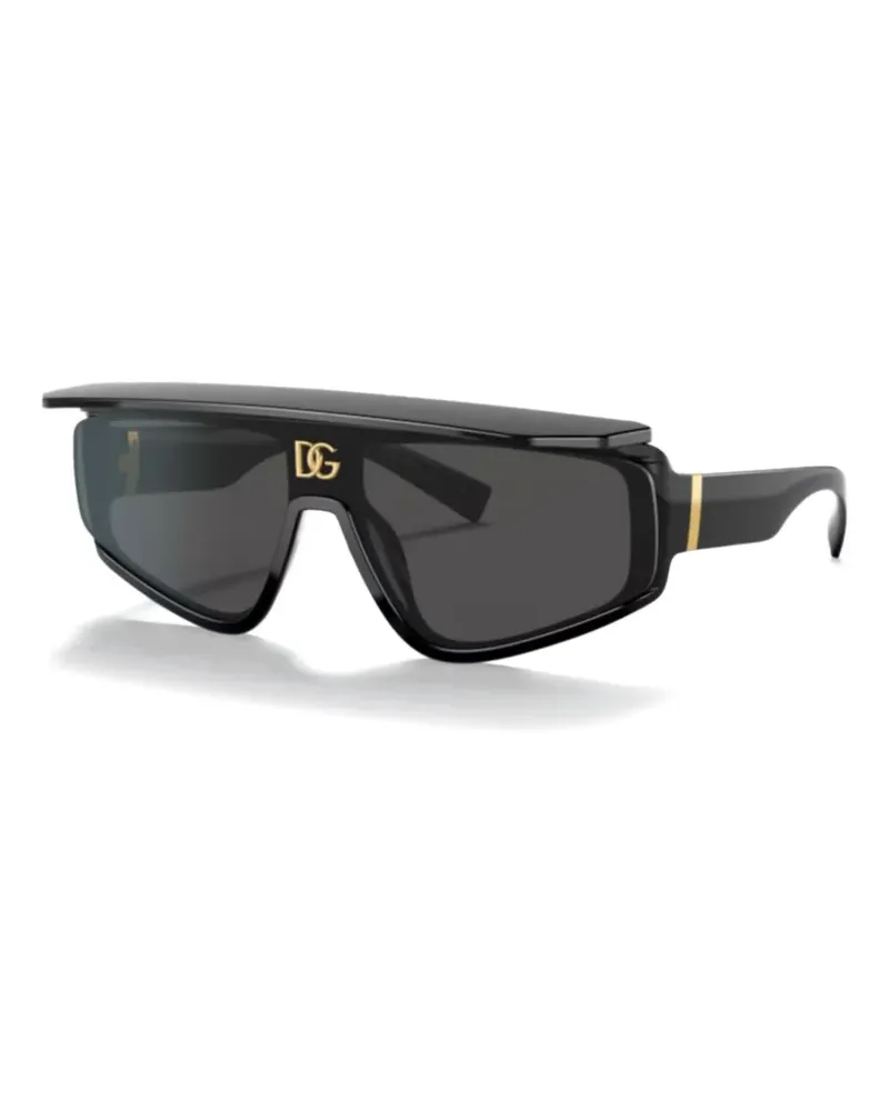 Dolce & Gabbana Sonnenbrille mit Shield-Gestell - Schwarz Schwarz