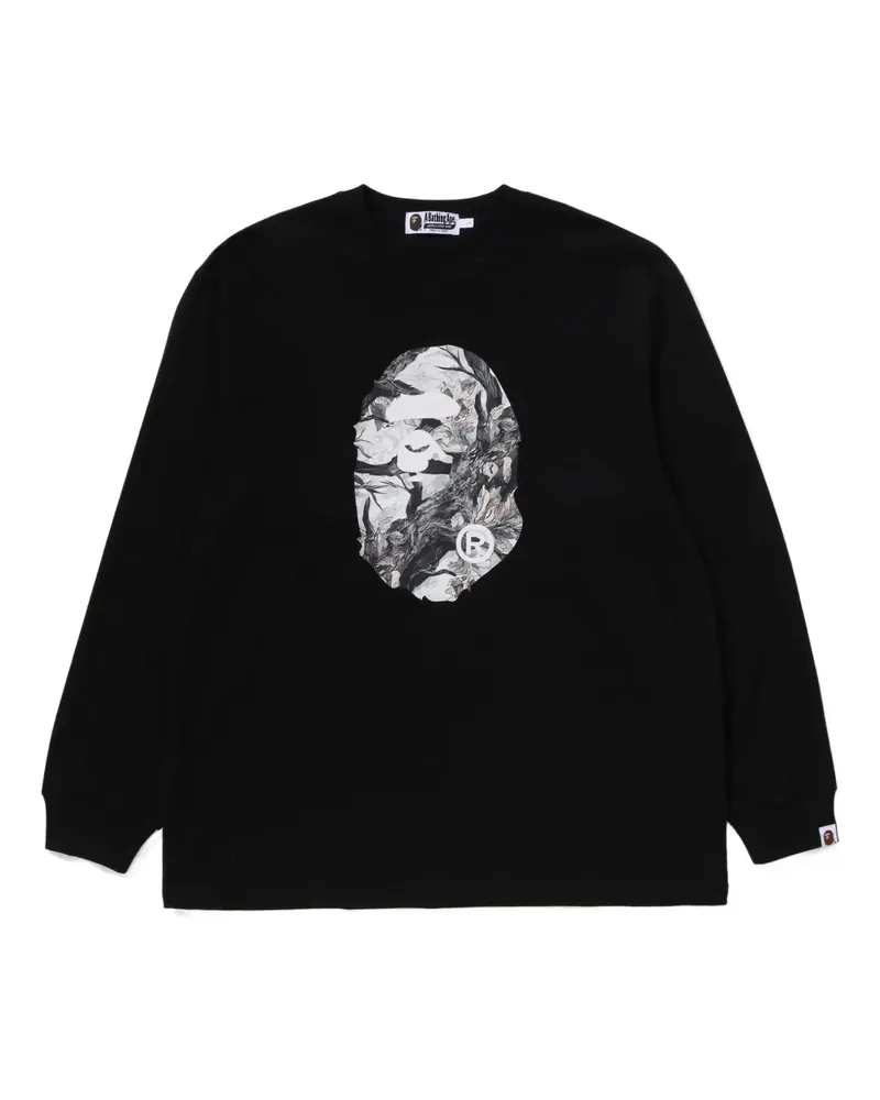 BAPE Langarmshirt mit grafischem Print - Schwarz Schwarz