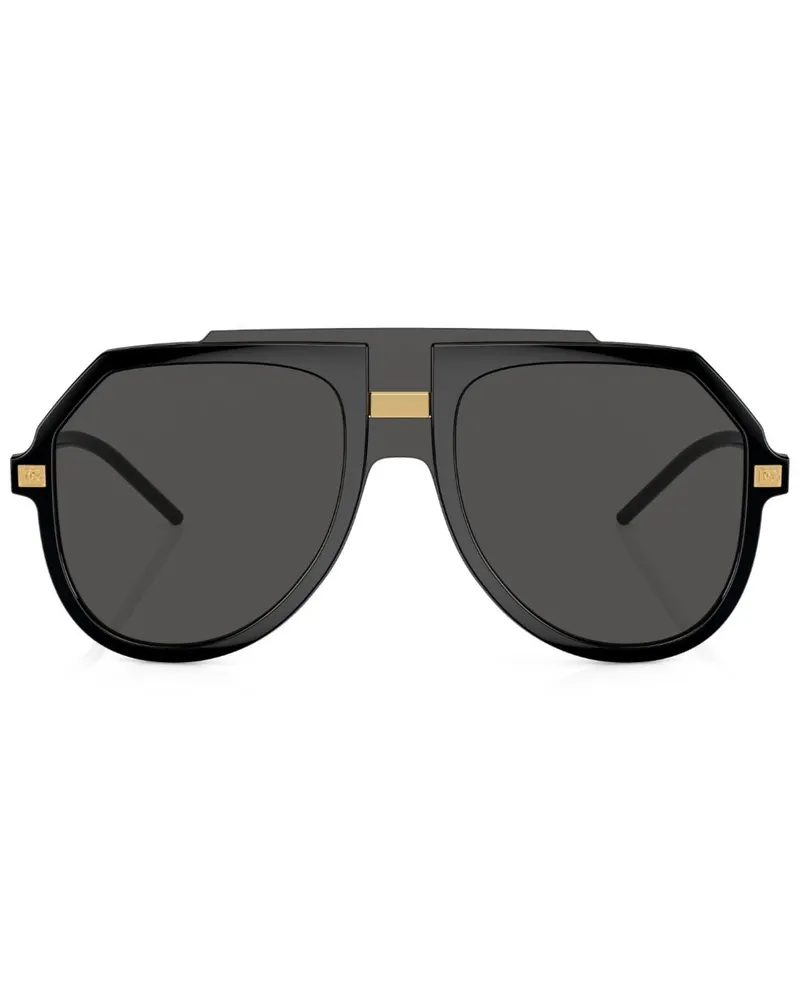 Dolce & Gabbana Sonnenbrille mit rundem Gestell - Schwarz Schwarz