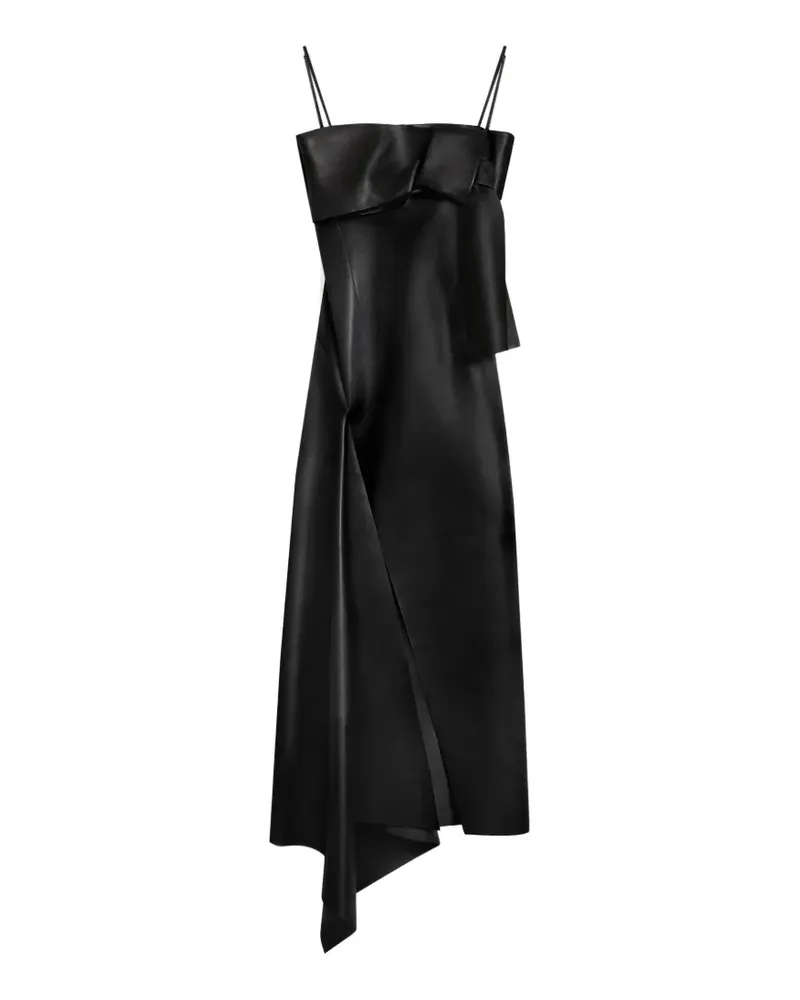 Givenchy Slashed Kleid aus Leder mit Schleife - Schwarz Schwarz