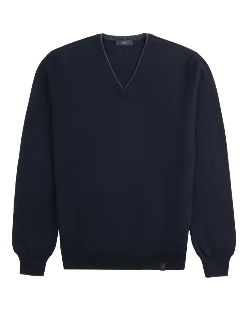 Fay V-neck elbow-patch sweater - Blau Blau