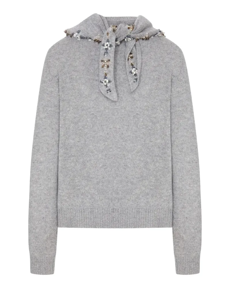 Prada embroidered-scarf cashmere sweater - Grau Grau