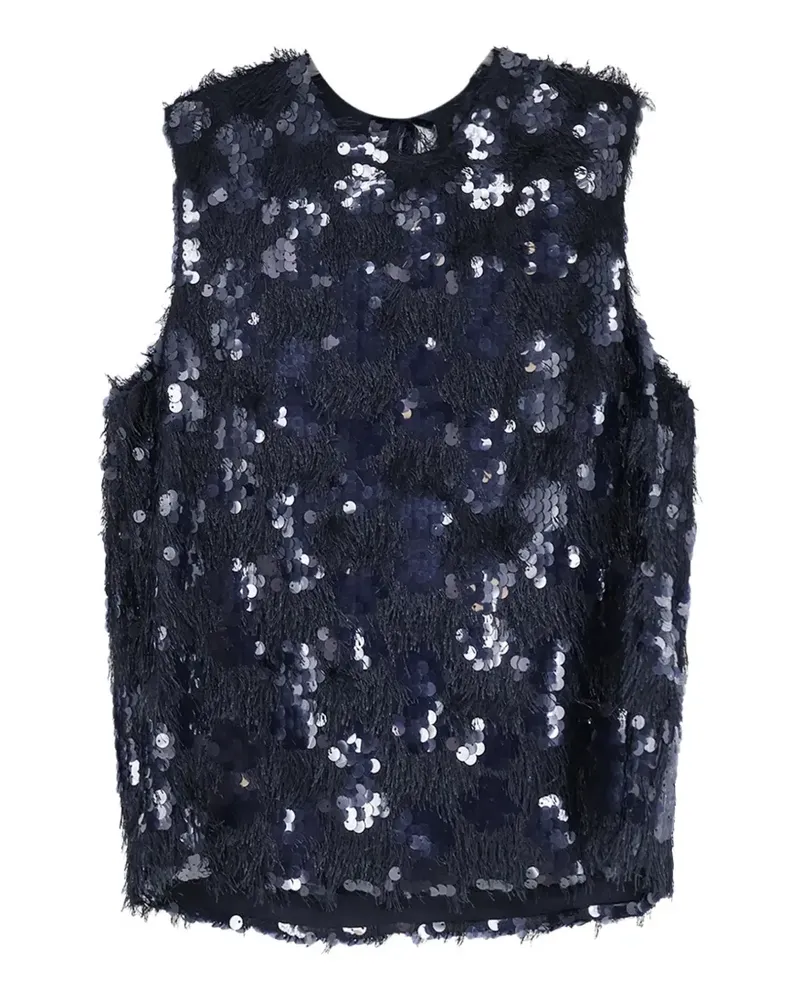 Semicouture sequin-embellished fringed top - Blau Blau