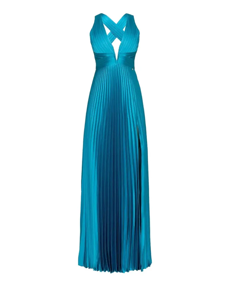 NISSA pleated satin maxi dress - Blau Blau