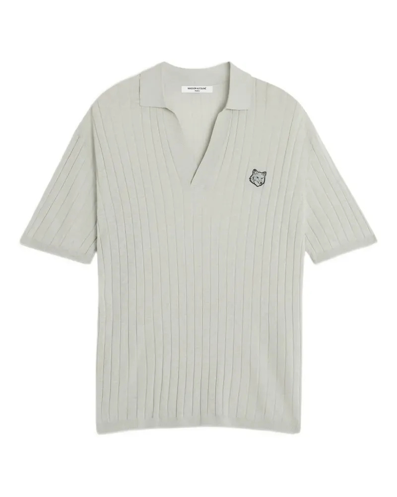 Kitsuné Geripptes Fox Head T-Shirt - Grau Grau