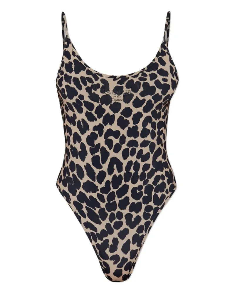 Balmain Badeanzug mit Leoparden-Print - Schwarz Schwarz