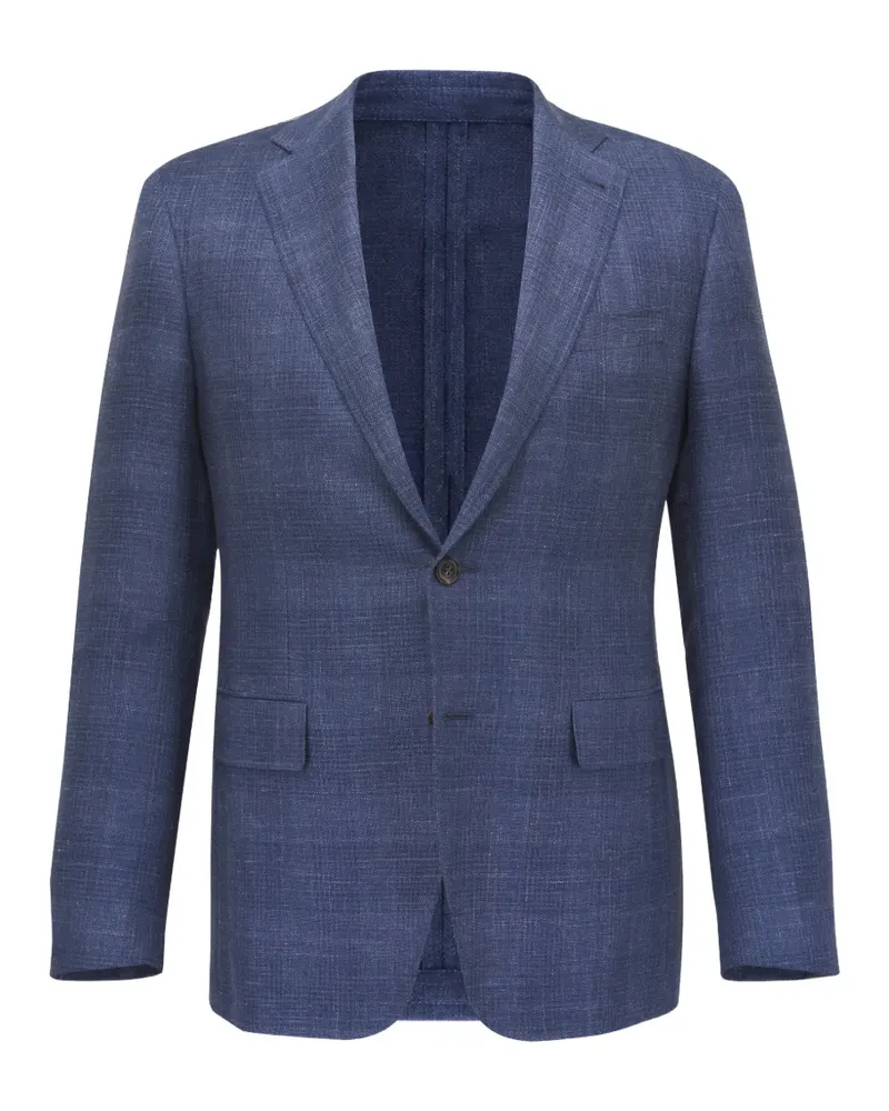 Canali check-pattern notched-lapel blazer - Blau Blau