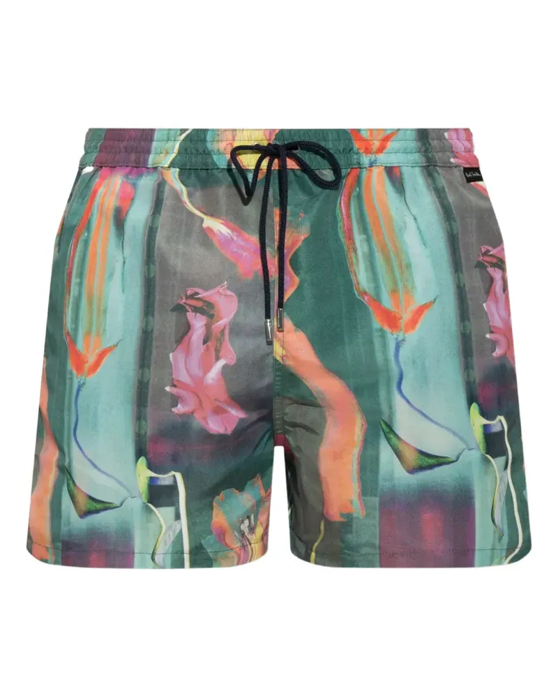 Paul Smith Badeshorts mit Glitch Floral-Print - Grün Grün