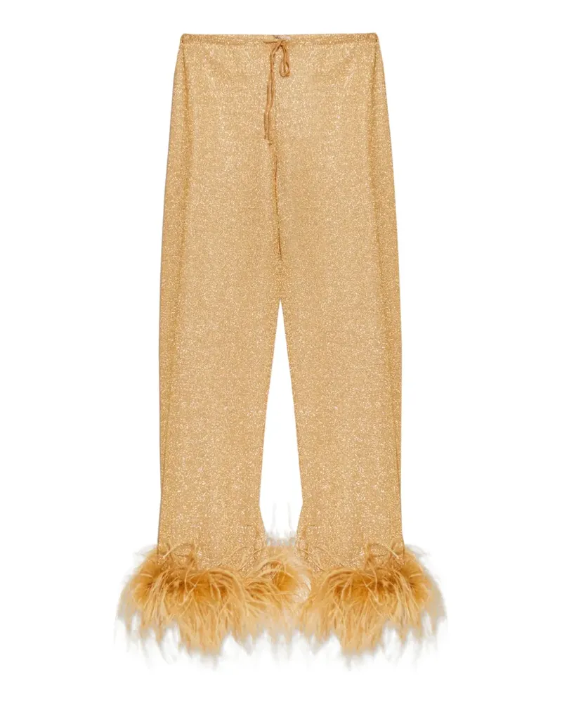 Oséree feather-trim trousers - Gold Gold