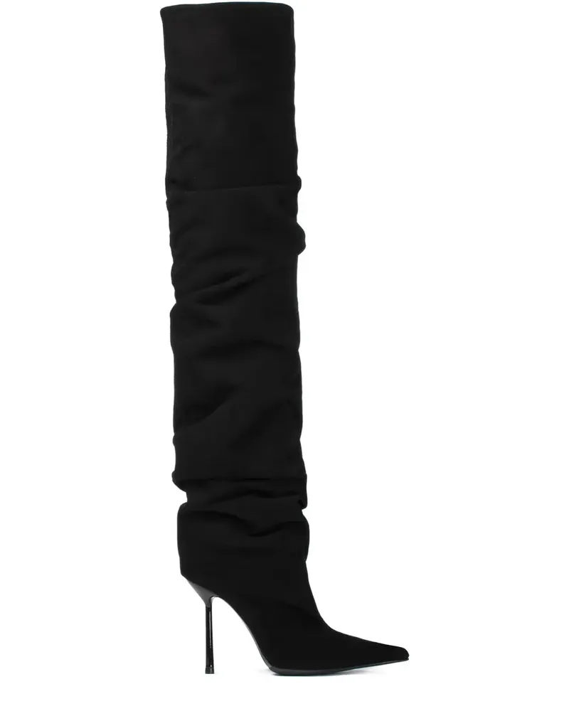 Le Silla Bella Stiefel aus Kalbswildleder 100mm - Schwarz Schwarz