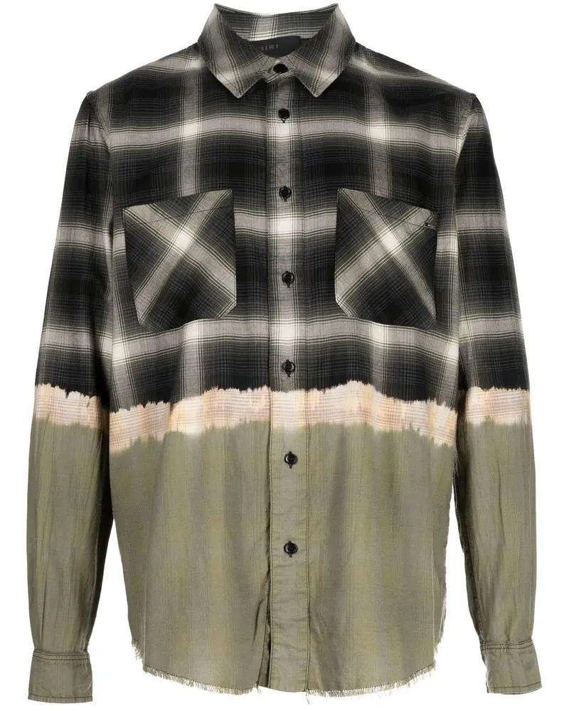 Amiri Kariertes Hemd mit Bleach-Effekt - Schwarz Schwarz