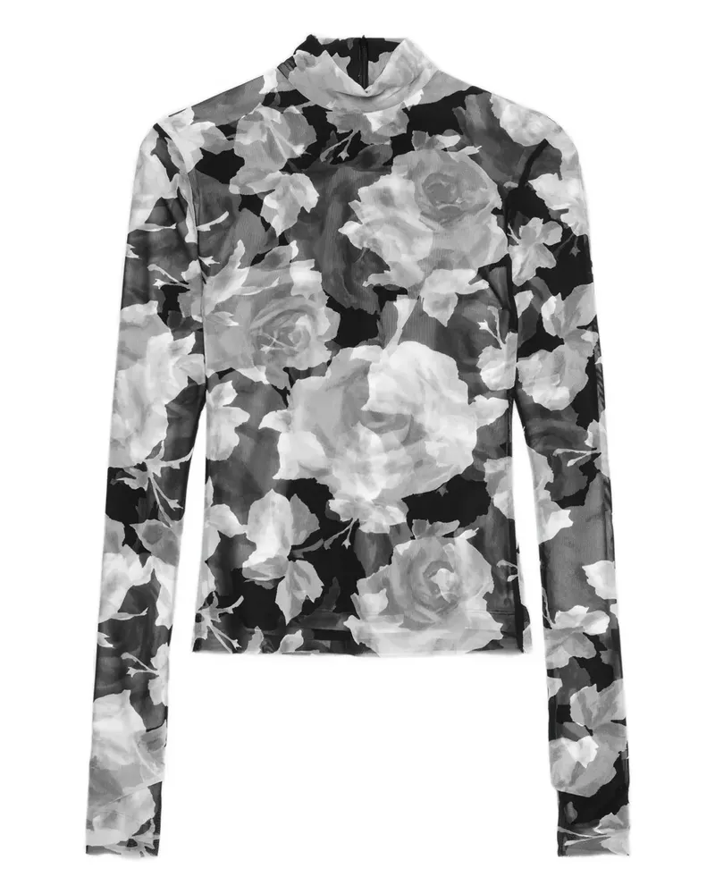MSGM floral-detail top - Schwarz Schwarz