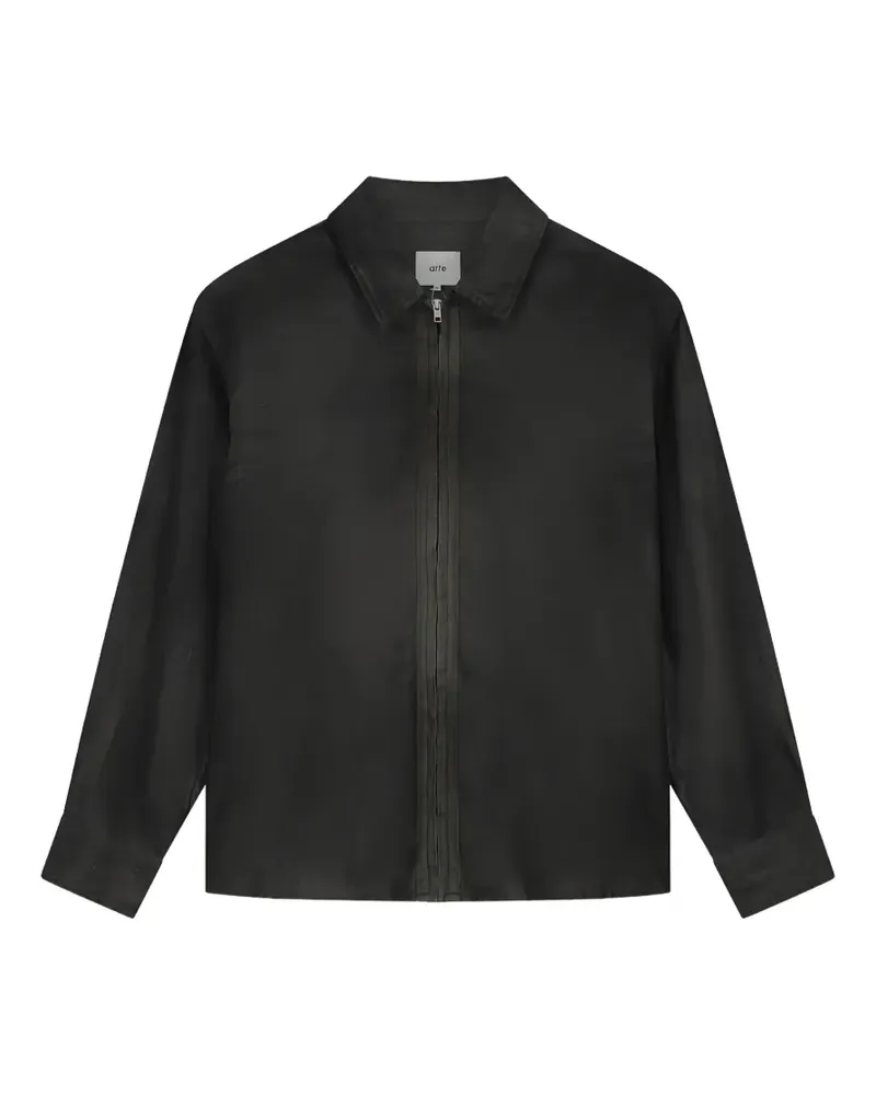 Arte Antwerp Dusty zip-up linen shirt - Braun Braun