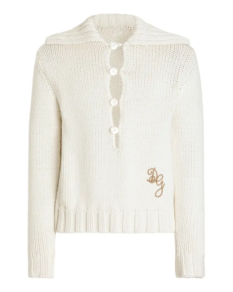 Dolce & Gabbana Glattstrick-Pullover mit Logo - Nude Nude