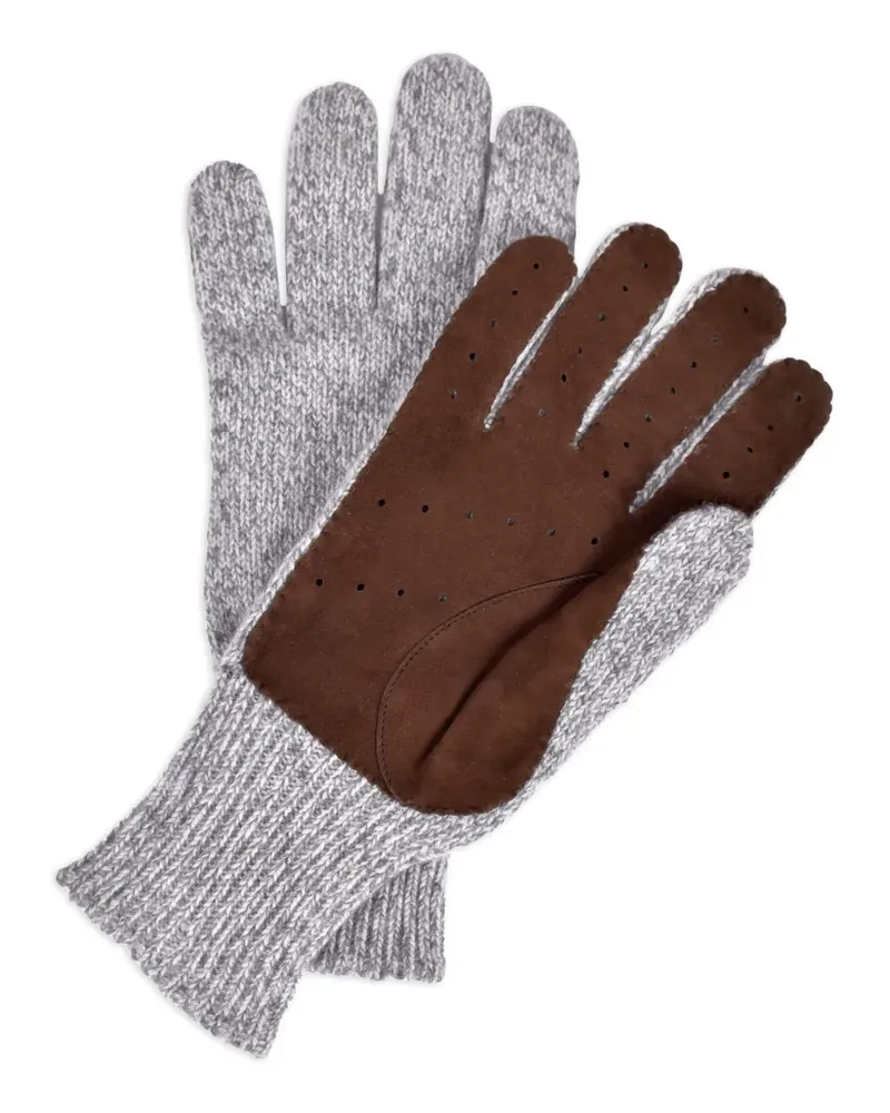 Brunello Cucinelli Gestrickte Handschuhe mit Wildledereinsatz - Grau Grau
