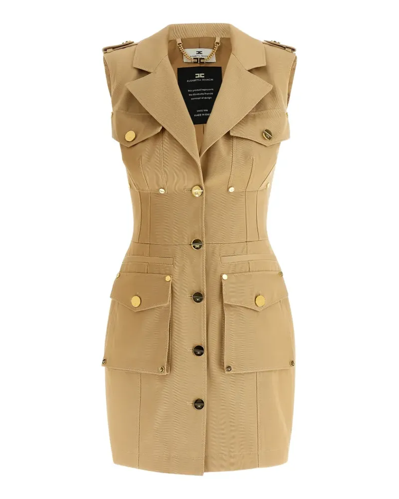 Elisabetta Franchi single-breasted button mini dress - Nude Nude