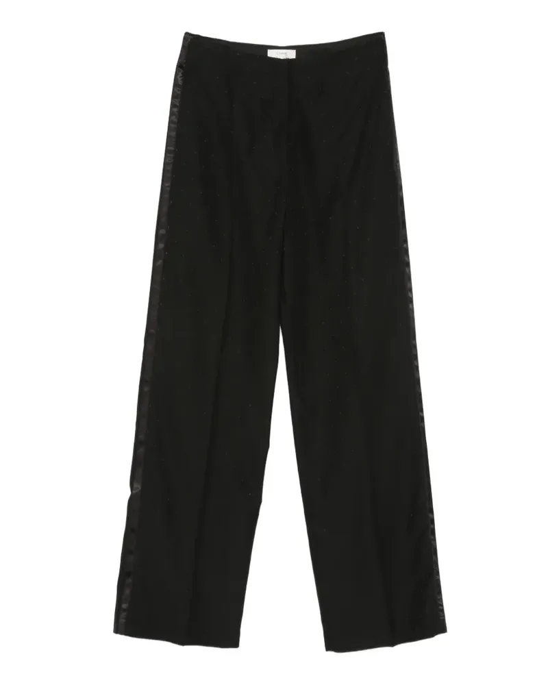 forte_forte Klassische Hose mit Satinbesatz - Schwarz Schwarz