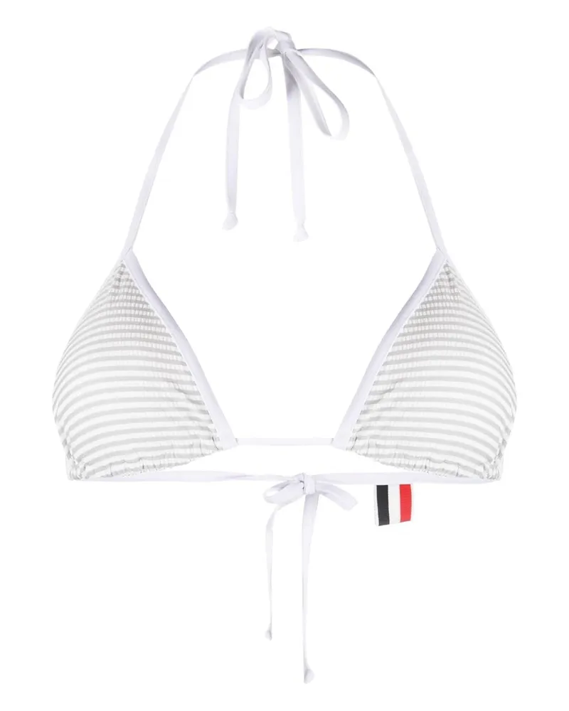 Thom Browne Bikinioberteil mit Logo-Patch - Grau Grau