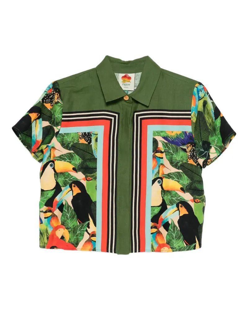 FARM Rio Kurzärmeliges Hemd mit Tukan-Print - Grün Grün