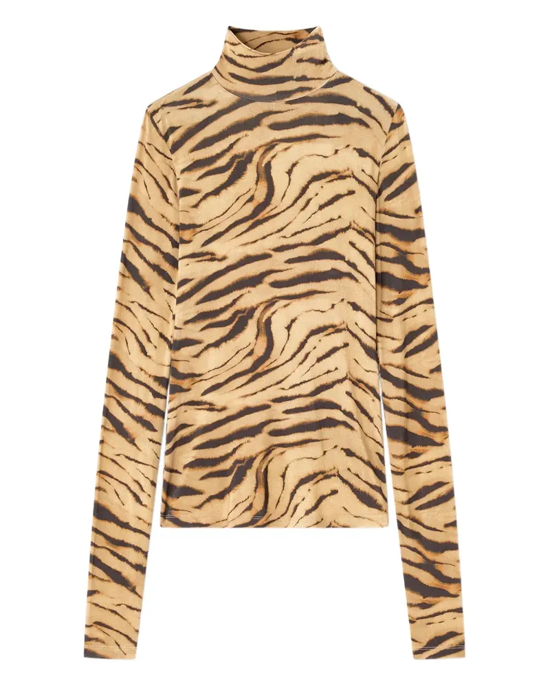 Ganni T-Shirt mit Tiger-Print - Nude Nude