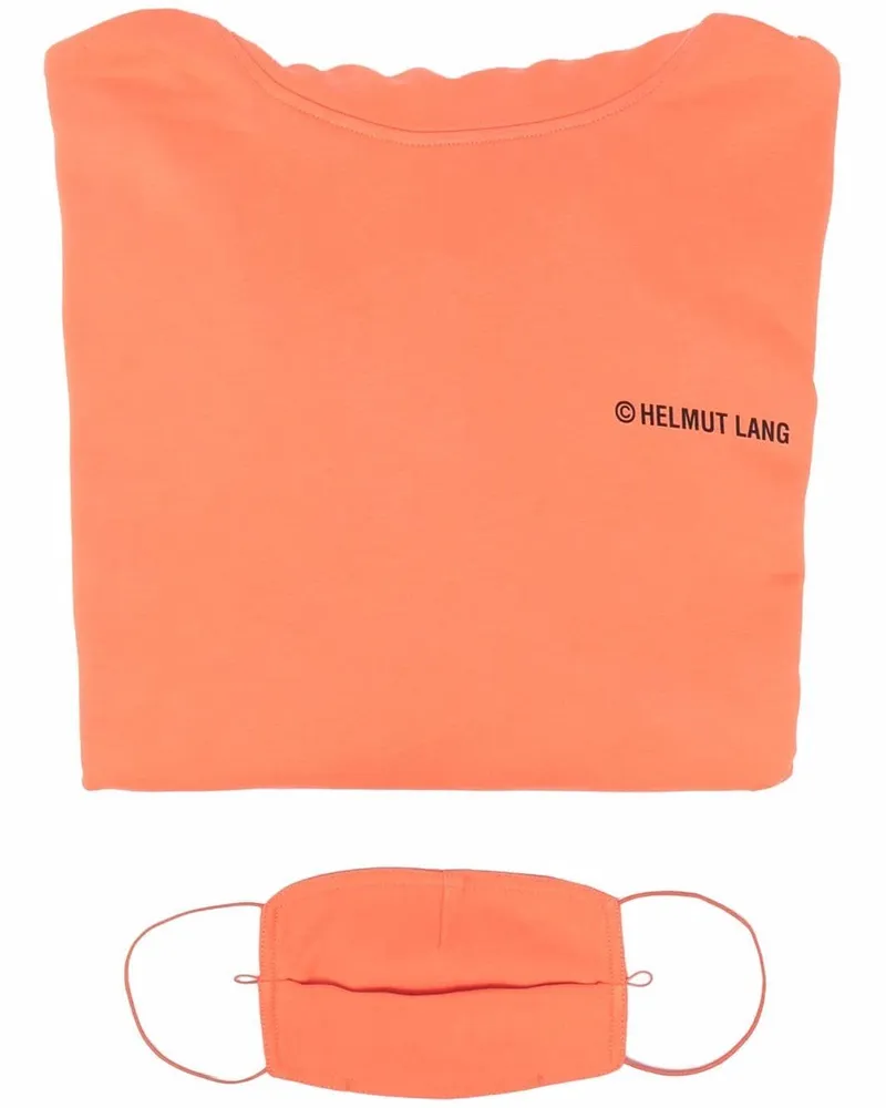 Helmut Lang Hoodie mit Logo-Print Orange