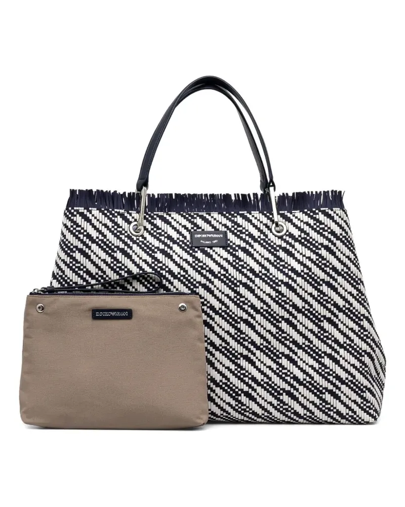 Emporio Armani Gewebter Shopper mit Fransen - Blau Blau