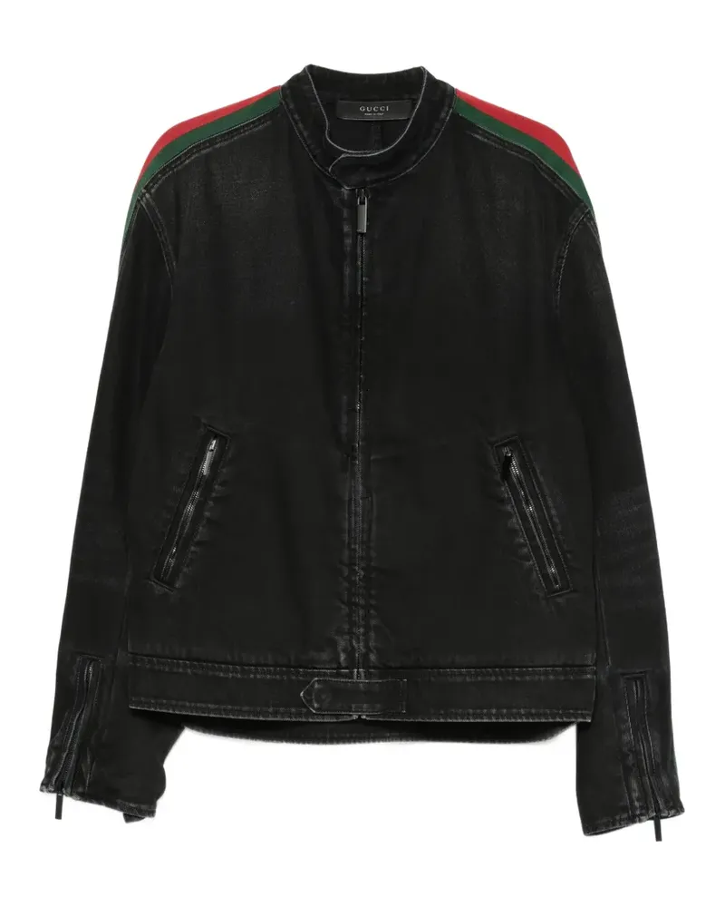 Gucci Jeansjacke mit Webstreifen - Schwarz Schwarz