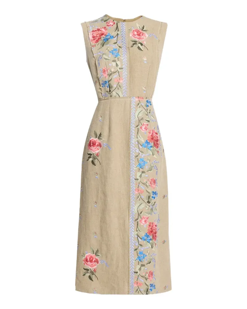 Erdem Midikleid aus Leinen - Nude Nude