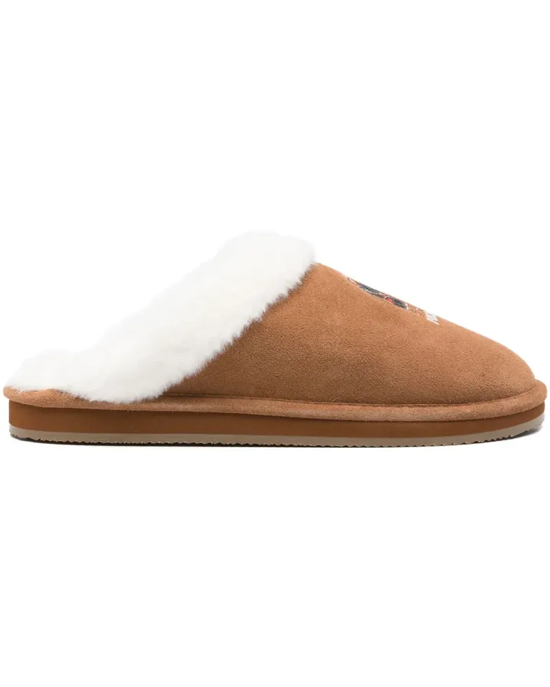 Ralph Lauren Slipper mit Logo-Stickerei - Braun Braun