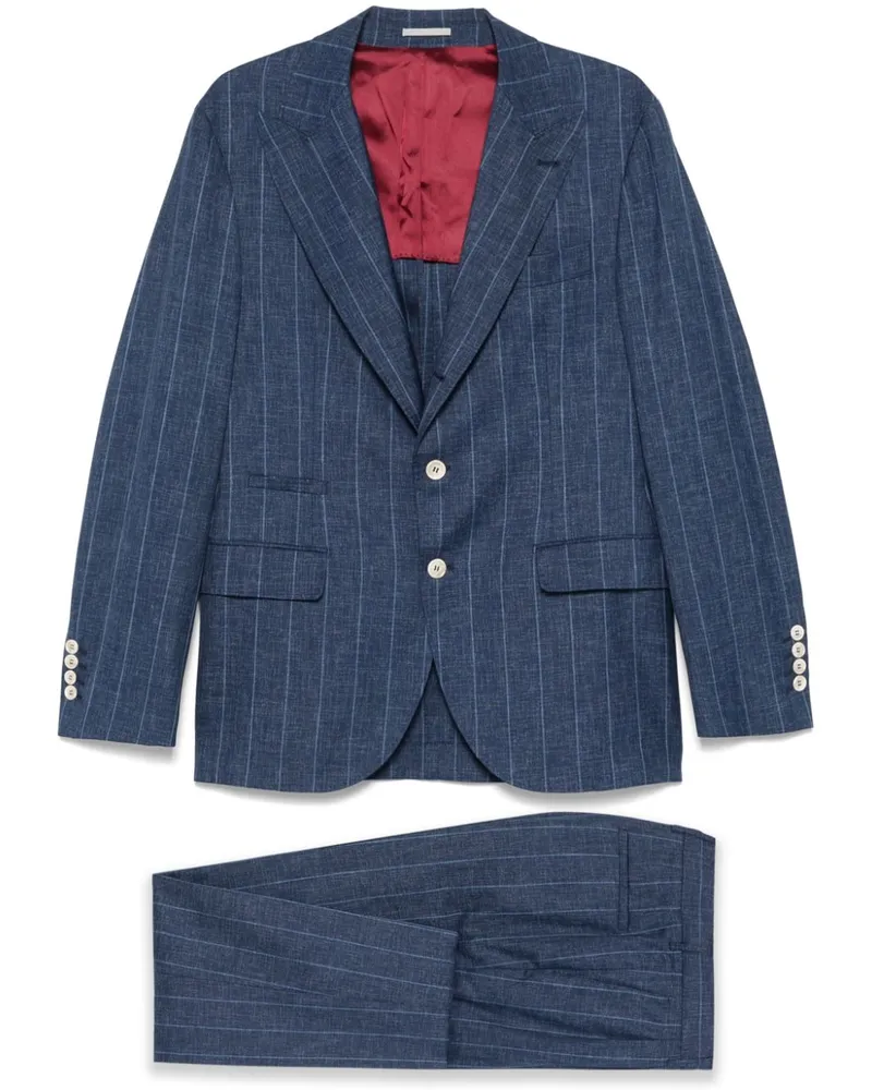 Brunello Cucinelli Gestreifter Anzug - Blau Blau