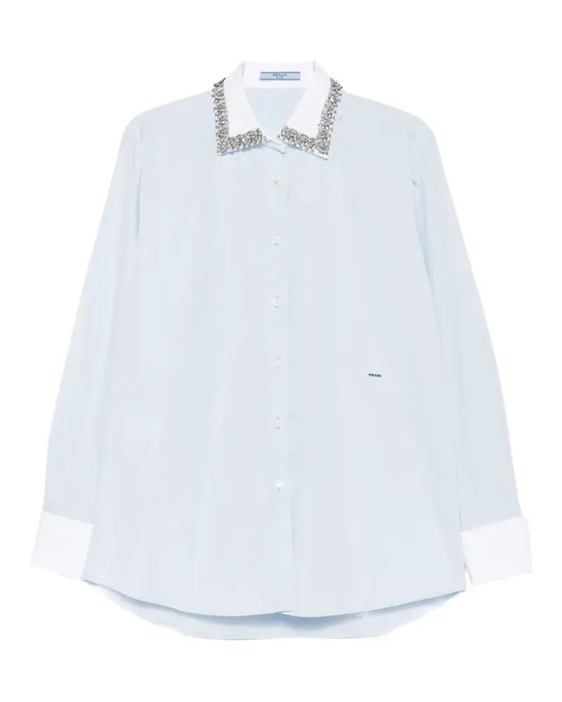 Prada crystal-embellished poplin shirt - Blau Blau