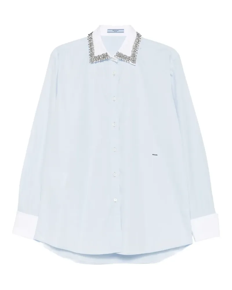 Prada crystal-embellished poplin shirt - Blau Blau