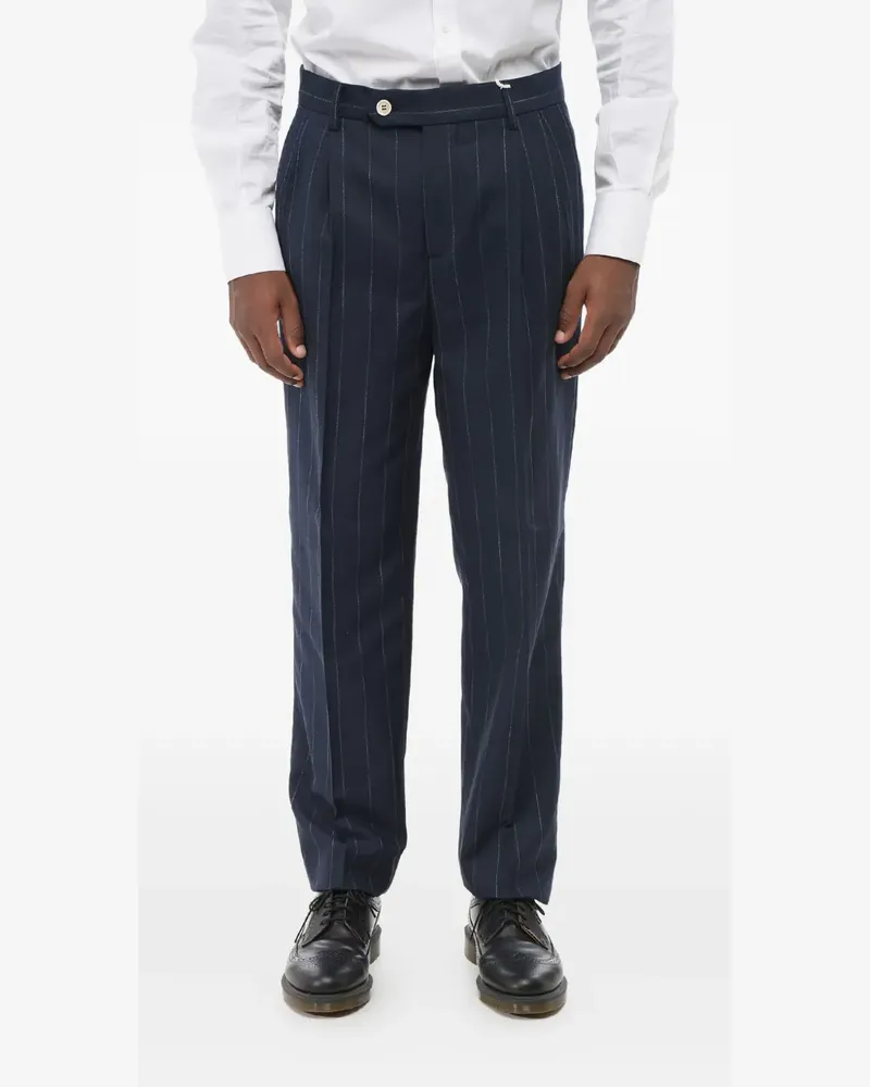 Brunello Cucinelli Bundfaltenhose mit Nadelstreifen - Blau Blau