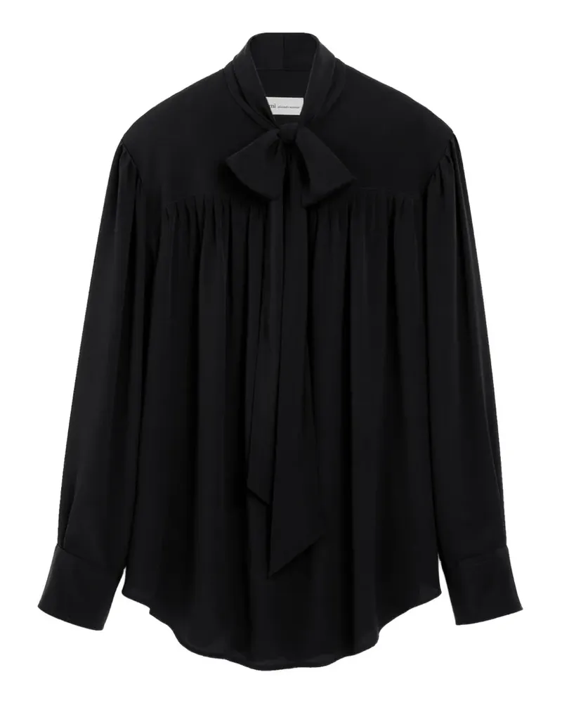 AMI Paris Lavalliere Bluse aus Seidengemisch - Schwarz Schwarz