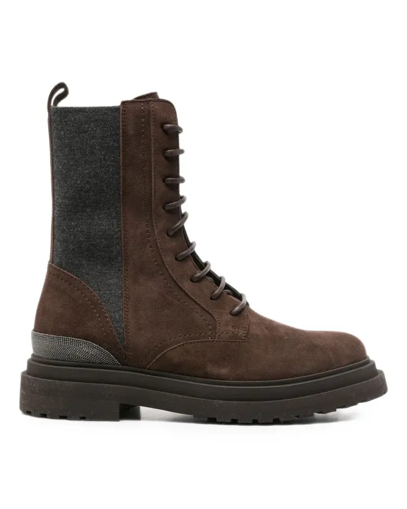 Brunello Cucinelli Bikerstiefel aus Wildleder - Braun Braun