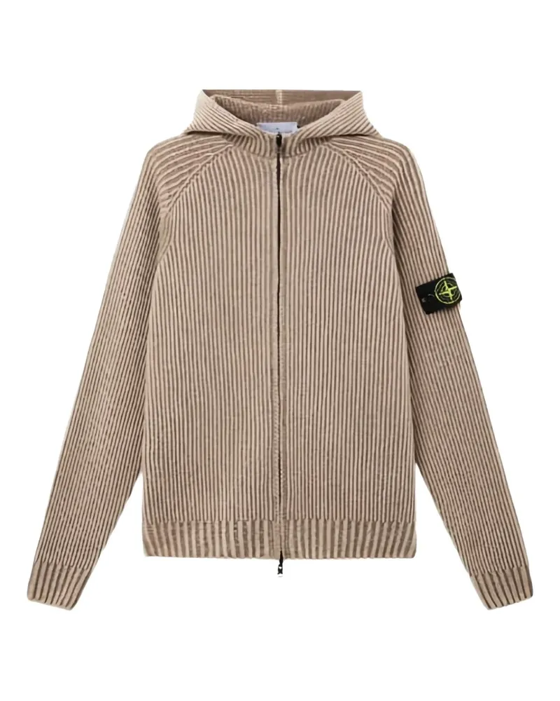 Stone Island ribbed-knit Compass-patch hoodie - Nude Nude