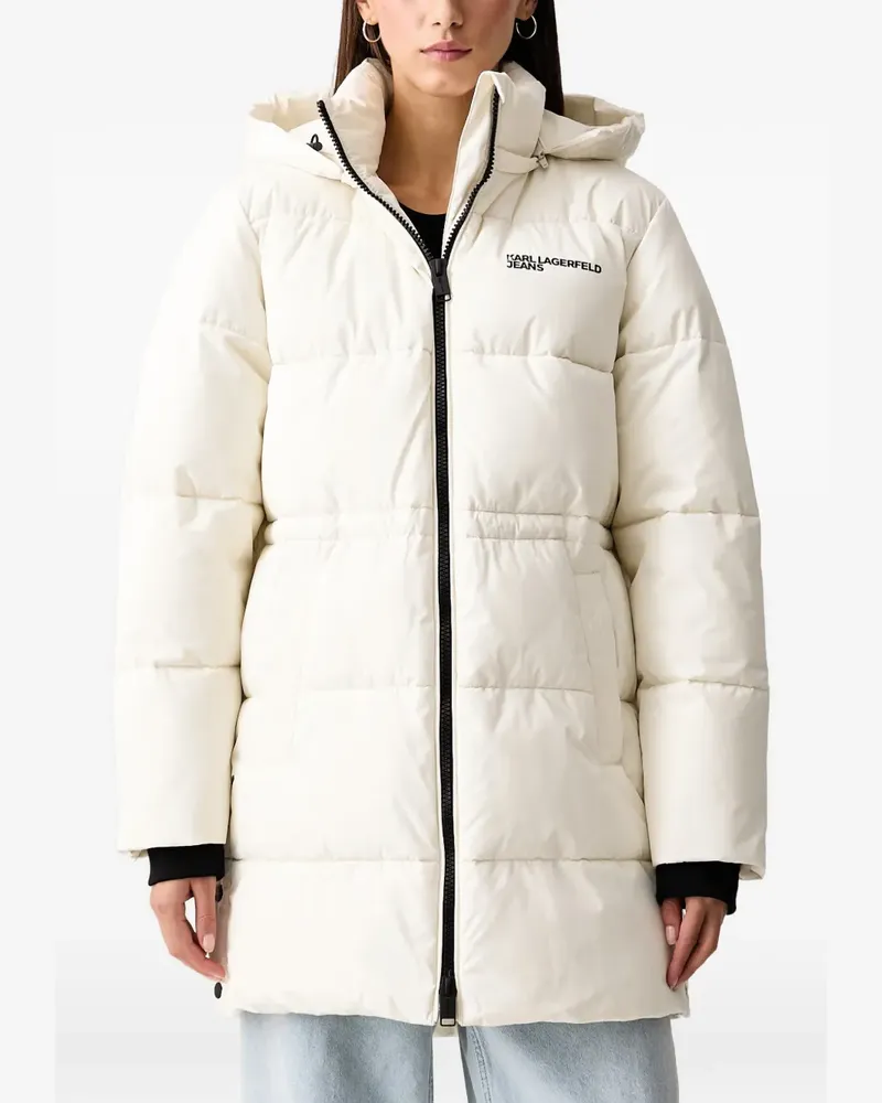Karl Lagerfeld logo-print hooded puffer coat - Nude Nude