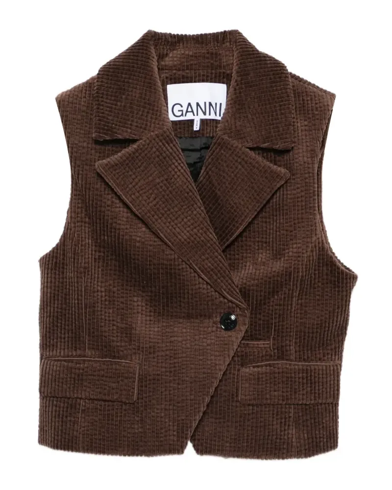 Ganni corduroy button waistcoat - Braun Braun