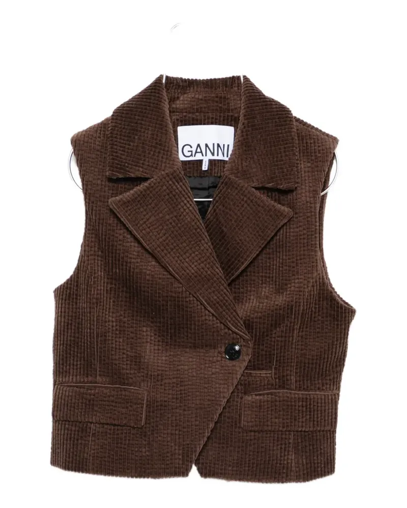 Ganni corduroy button waistcoat - Braun Braun