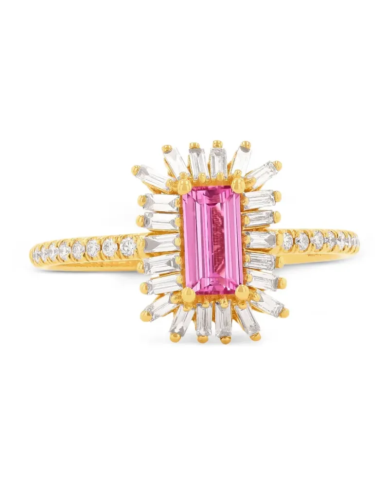 Suzanne Kalan 18kt One Of A Kind Gelbgoldring mit pinkem Saphir und Diamanten Gold