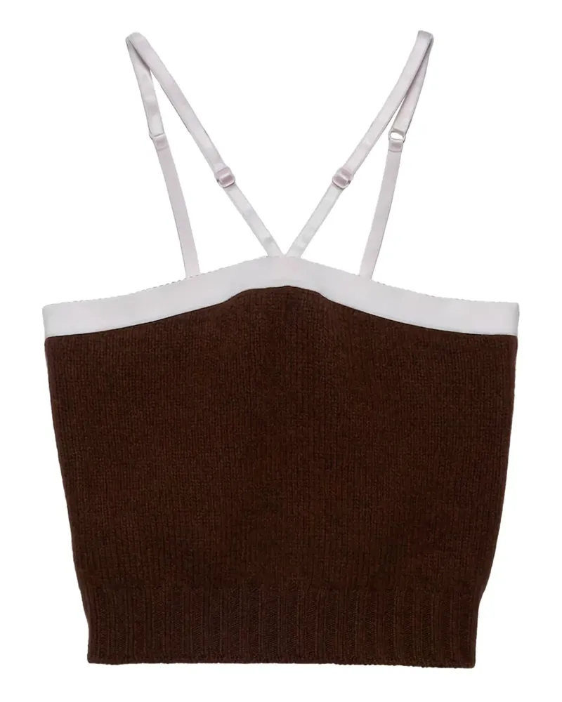 Prada Tanktop mit Satinbesatz - Braun Braun