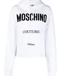 Moschino Cropped-Hoodie mit Logo Weiß