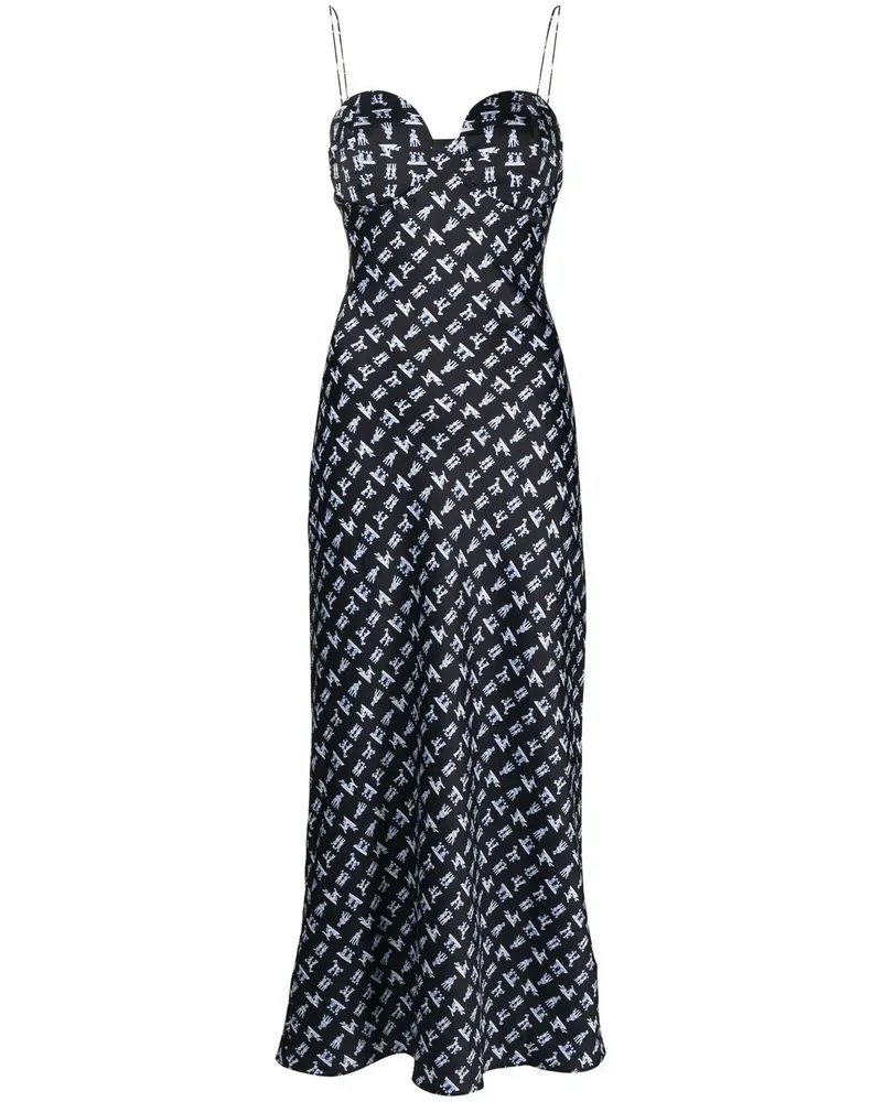 Natasha Zinko Kleid mit Yoga Bunny-Print - Schwarz Schwarz