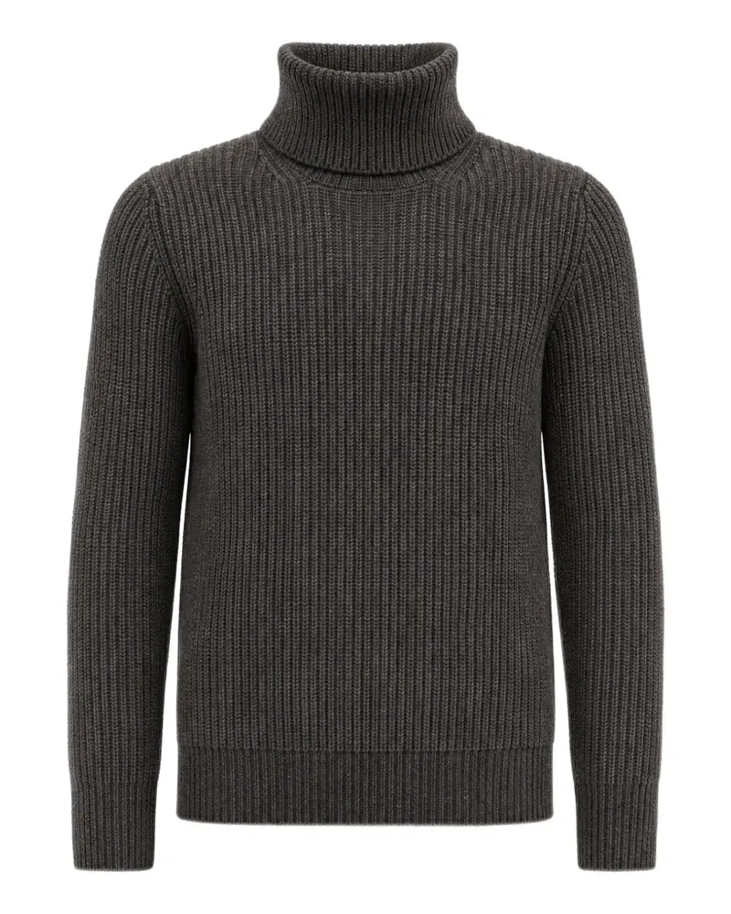Fortela Gerippter Rollkragenpullover - Grau Grau