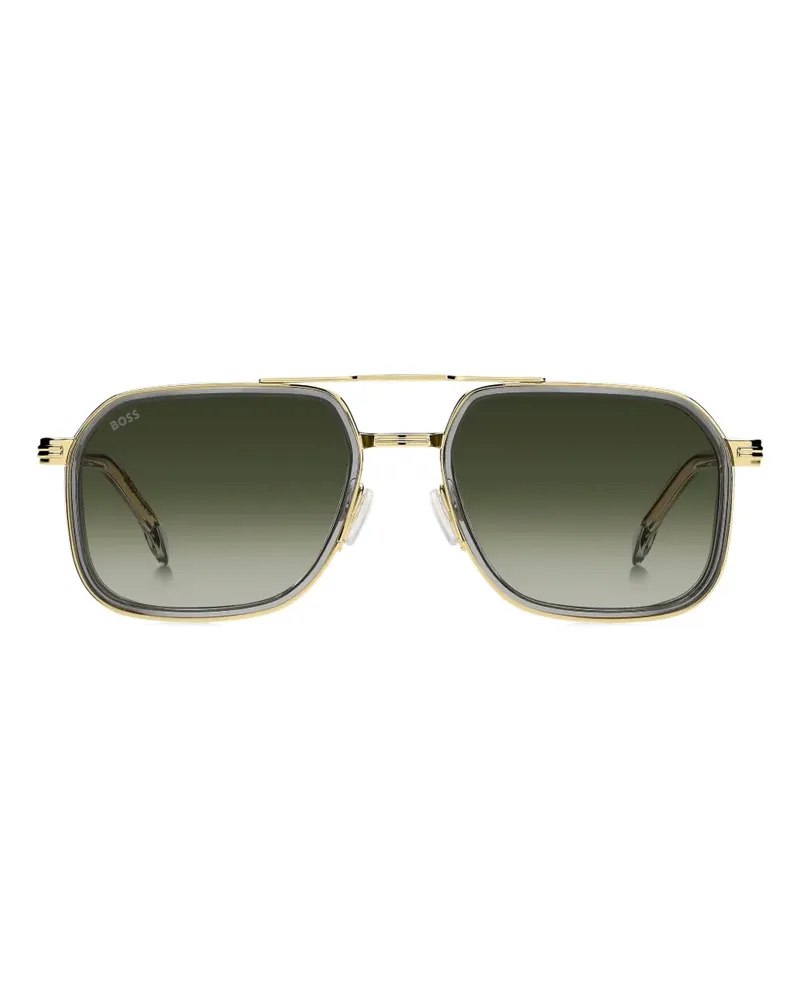 HUGO BOSS Sonnenbrille mit eckigem Gestell - Grau Grau